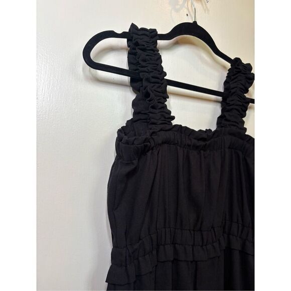 Blu Pepper Buttoned Jumpsuit Black Ruffle Straps M NWT - Picture 9 of 11